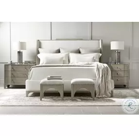 Albion Pewter King Upholstered Shelter Bed