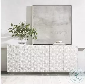 Solaria Weathered Bone And Shiny Nickel Entertainment Credenza