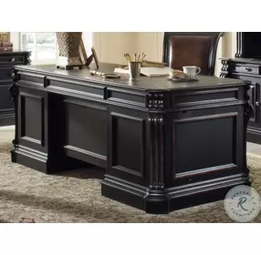 Silverton Black 76'' Executive Home Office Set with Wood Panels