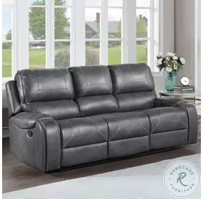 Keily Dove Gray Manual Reclining Sofa with Dropdown Table