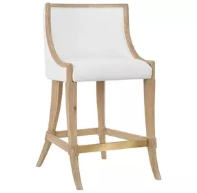 Keaton White and Brown Performance Fabric Counter Height Stool