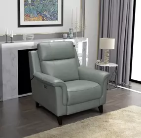 Kester Lorenzo Mint Leather Power Recliner with Power Headrest and USB Charging