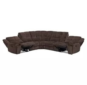 Bronco Plush Umber 6 Piece Modular Reclining Sectional with Console and USB Charging