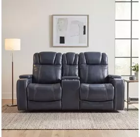 Keziah Blue Double 74" Power Reclining Loveseat with Center Console