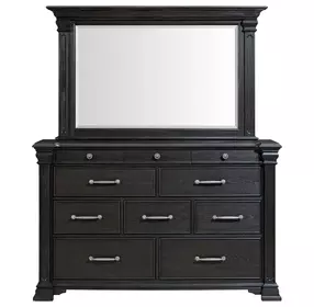 Paterson Black 10 Drawer Dresser and Rectangular Mirror