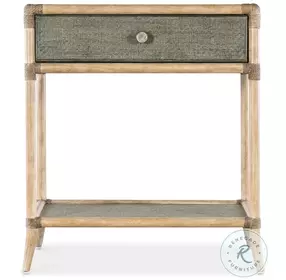 Havenwood Seagrass Green And Natural Pole Rattan Bedside Table