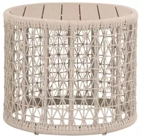 Knit Beige Round Outdoor End Table