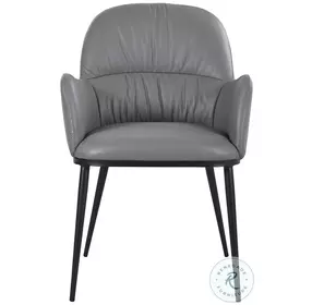 Kora Charcoal Gray Leather Dining Arm Chair