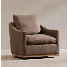 Linden Soft Taupe Upholstered Swivel Accent Chair