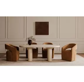 Barrow Amber Glow Performance Fabric Upholstered Swivel Dining Chair