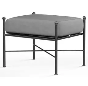Provence Canvas Granite Upholstered Outdoor Rectangular Ottoman with Self Welt