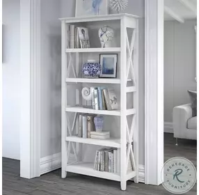 Key West Pure White Oak Tall 5 Shelf Bookcase
