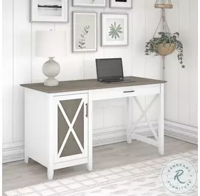 Key West Pure White and Shiplap Gray 54" Computer Desk