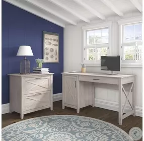 Key West Washed Gray 54" Single Pedestal Desk