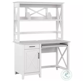 Key West Pure White Oak 48" Small Computer Home Office Set with Hutch