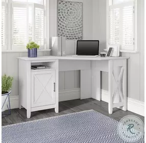 Key West Pure White Oak 54" Corner Computer Desk with Storage