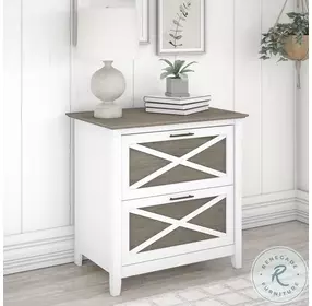 Key West Pure White and Shiplap Gray 2 Drawer Lateral File Cabinet