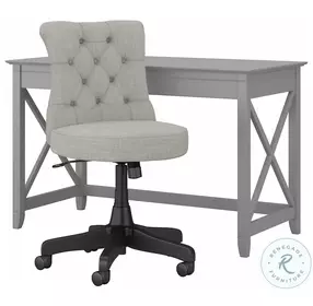 Key West Cape Cod Grey 48" Writing Desk with Mid Back Tufted Office Chair