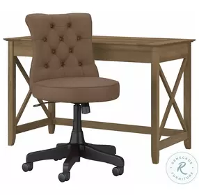 Key West Reclaimed Pine 48" Writing Desk with Mid Back Tufted Office Chair