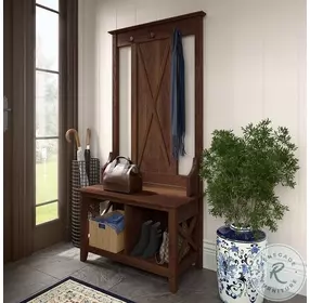 Key West Bing Cherry Hall Tree with Shoe Storage Bench