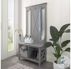 Key West Cape Cod Grey Hall Tree with Shoe Storage Bench