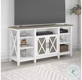 Key West Pure White and Shiplap Gray 65" Tall TV Stand