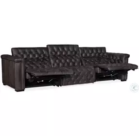 Savion Grandier Bellagio Gravel Leather Power Reclining Sofa With Power Headrest
