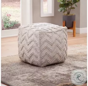 Kenzari Neutral Handwoven Pouf