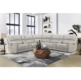 Easton Steamboat Quartz Leather 7 Piece Modular Zero Gravity Power Reclining Sectional with USB Charging
