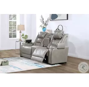 Breckenridge Light Gray Power Reclining 73" Console Loveseat Power Headrest And Footrest
