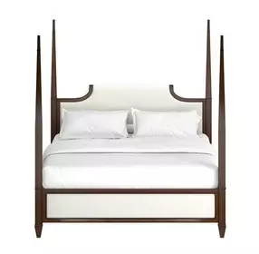 Eave Brown and White Upholstered Poster Bedroom Set