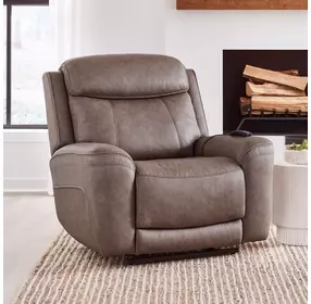 Callahan Sydney Brunette Lay Flat Power Lift Recliner with Heat and Massage