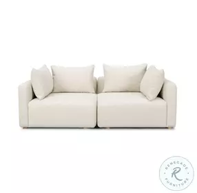 Hangover Cream Heavy Textured Fabric Loveseat