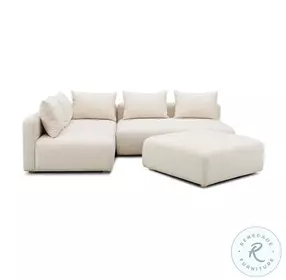 Hangover Cream Heavy Textured Fabric 4 Piece Modular Chaise Sectional