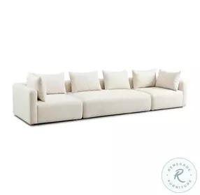 Hangover Cream Heavy Textured Fabric Long 143" Sofa