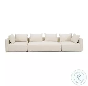 Hangover Cream Heavy Textured Fabric 145" Long Sofa
