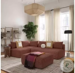 Hangover Sedona Red Textured Fabric Modular Loveseat