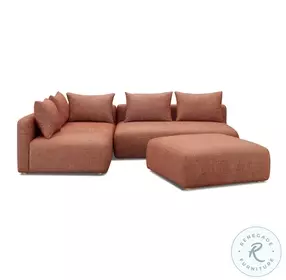 Hangover Sedona Red Textured Fabric 4 Piece Modular Chaise Sectional