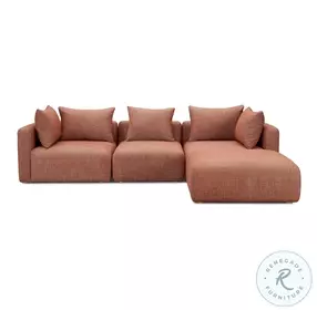 Hangover Sedona Red Textured Fabric 4 Piece Modular Sectional