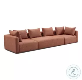 Hangover Sedona Red Textured Fabric Long 143" Sofa