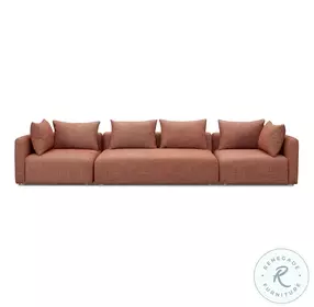 Hangover Sedona Red Textured Fabric 145" Long Sofa