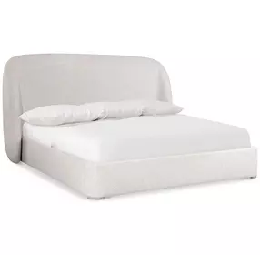 Loggia Aria and Beige Performance Fabric Queen Upholstered Shelter Bed