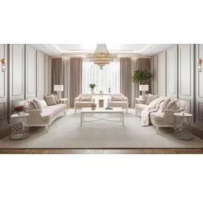 La Marisia Tranquil and Creamy Pearl Chenille 72" Loveseat
