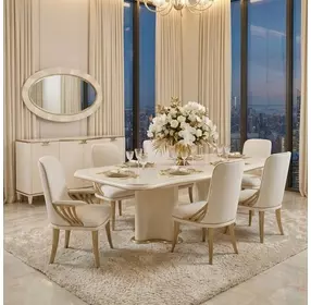 La Terrazza Creamy Pearl Upholstered Dining Arm Chair Set of 2