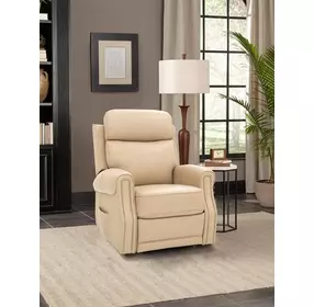 Lance Sorrento Sand Leather Power Lift Recliner with Power Lumbar and USB Charging