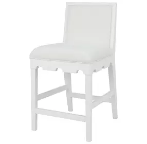 Lanister Matte White Performance Fabric Counter Height Stool