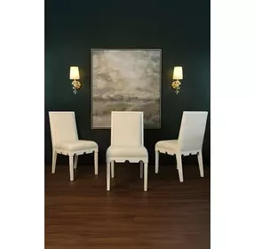 Lanister Matte White Lacquer Performance Fabric Dining Chair