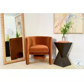 Lansky Rust Velvet Fully Upholstered Barrel Chair