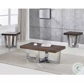 Laredo Chestnut And Chrome Cocktail Table