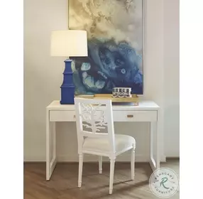 Larkin Matte White Lacquer 2 Drawer Desk